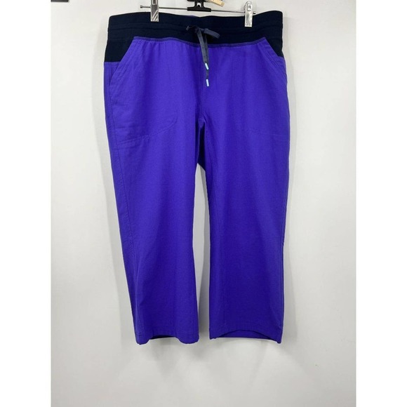 Title Nine Leggings Womens Large Purple Cropped Capri Drawstring Yoga Activewear - Picture 1 of 8